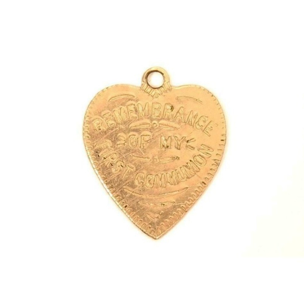 Antique My First Communion Heart Pendant